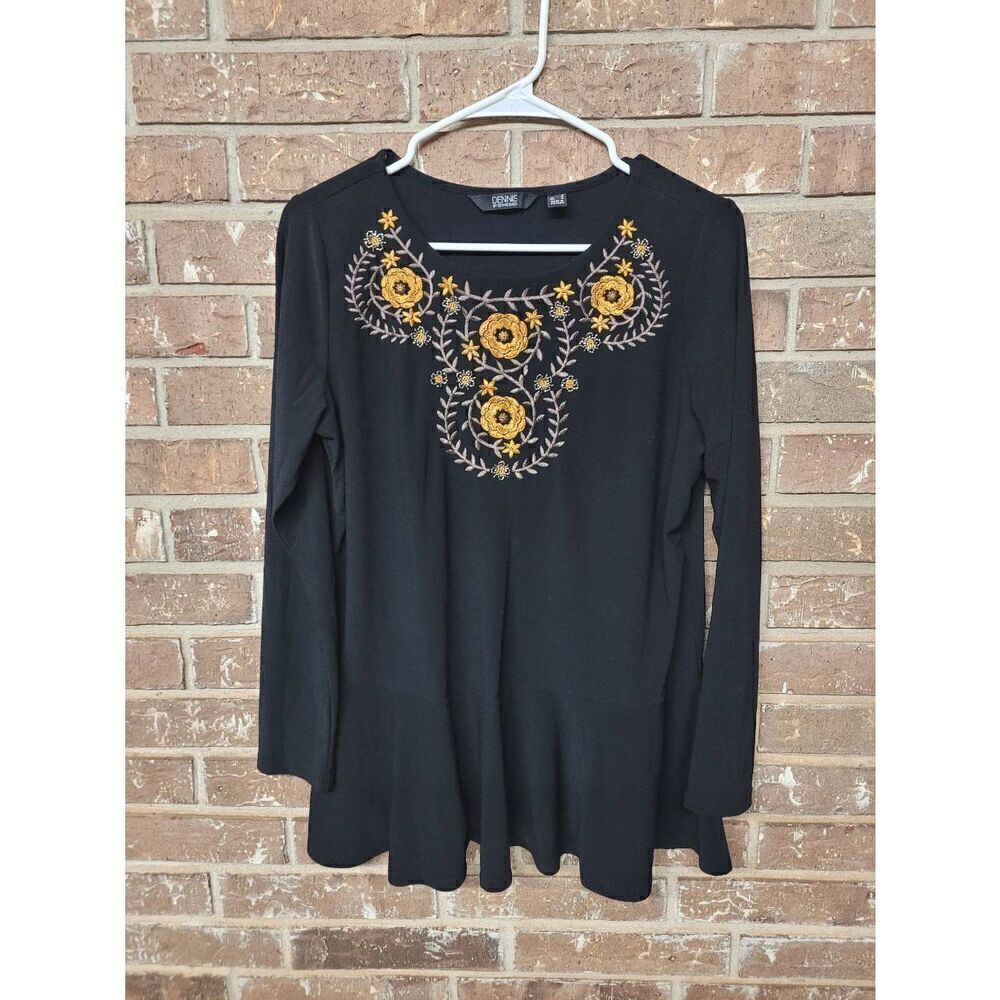 Dennis Basso Floral Embroidered Blouse, Women's Small